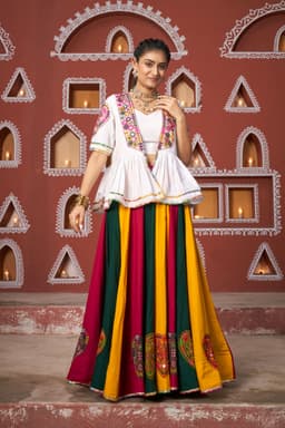 Multicolor Navratri Lehenga Choli with Embroidered Jacket