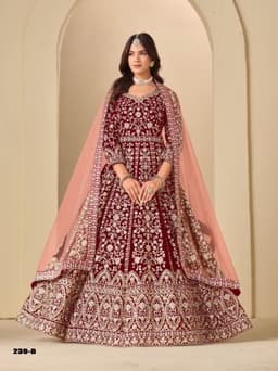 Wine Velvet Designer Anarkali