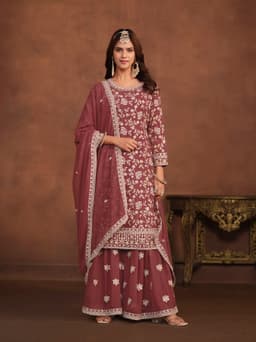 Dusty Rose Georgette Palazzo Suit