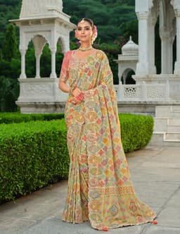 Premium Printed Multi Color Silk Saree for Party Wear
