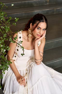 Ivory White Gamthi Lehenga for Navratri & Garba Nights