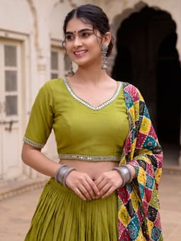 Parrot Green Lehenga for Navratri & Garba Celebrations