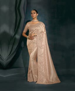 Rose Gold Bridal Ziraf Silk Saree