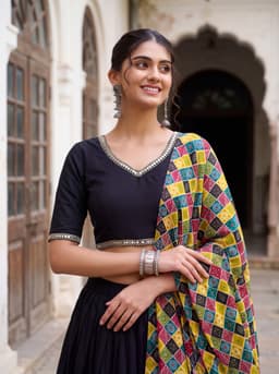 Black Rayon Lehenga for Navratri, Garba & Dandiya