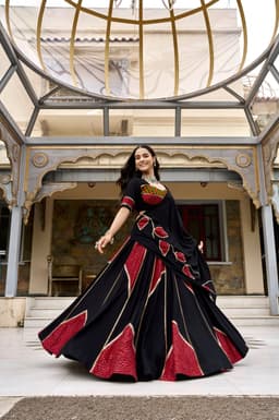 Black Ajrakh Print Lehenga for Navratri & Garba Night