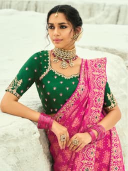 Rani Georgette Bandhej Bridal Saree