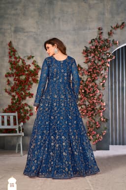 Blue Net Anarkali Suit