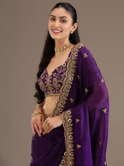 Purple Tissue Silk Saree for Wedding Wear