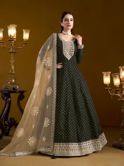 Elegant Green Festive Anarkali Gown