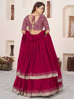 Pink Georgette Sequins Lehenga