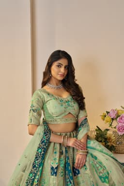 Green Banarasi Silk Rajsi Haathi Bridal Lehenga