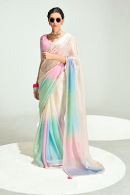 Premium Pastel Organza Tissue Silk Saree with Ombre Finish