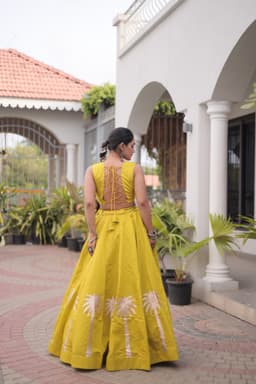 Mustard Lehenga with Kutchi Gamthi Blouse
