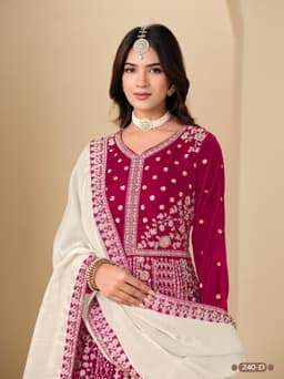 Rani Pink Velvet Anarkali