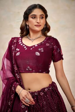 Maroon Fendy Silk Lehenga Choli