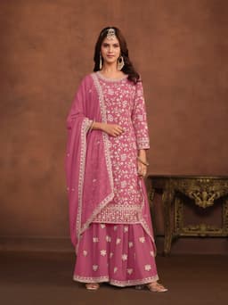 Rani Pink Georgette Palazzo Set