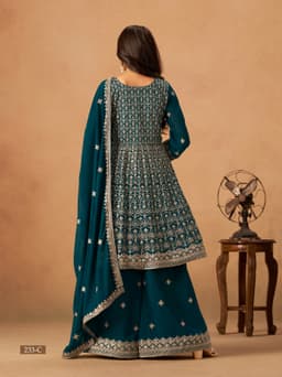 Teal Georgette Palazzo Suit