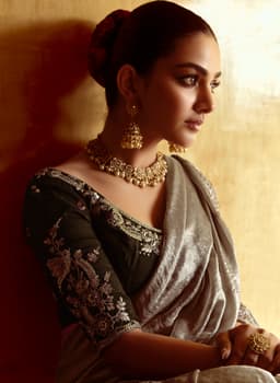 Grey Reception Embroidery Saree