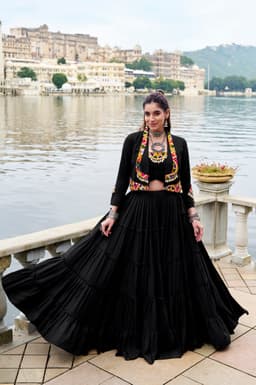Black Gamthi Lehenga for Navratri, Garba & Festive Wear