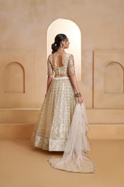 White Designer Net Sequins Lehenga Choli