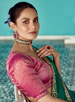 Emerald Green Designer Saree | Wedding Festive Wear