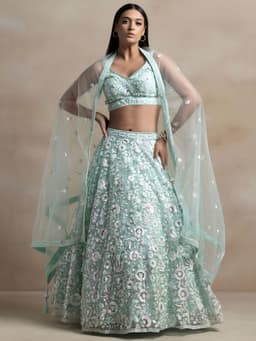 Mint Green Sequin Lehenga for Wedding & Festive Wear