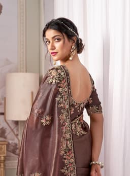 Chocolate Brown Bridal wear Raina Silk Saree