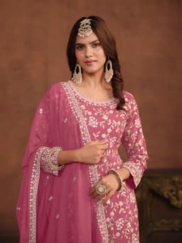 Rani Pink Georgette Palazzo Set