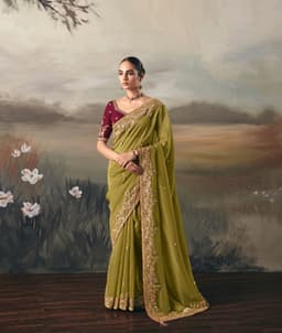 Olive Green Wedding Saree Collection
