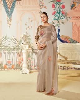 Champagne Beige Wedding Saree Collection