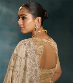 Cream Banarasi Jari Bridal Saree