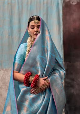 Sky Blue Two Tone Silk Saree | wedding saree online