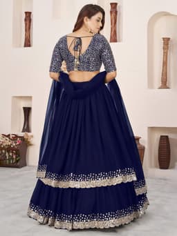Royal Navy Blue Georgette Lehenga