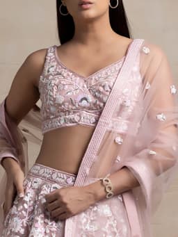 Blush Pink Sequin Lehenga for Wedding & Reception