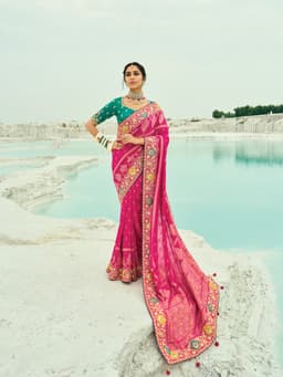 Pink Designer Bridal Georgette Saree
