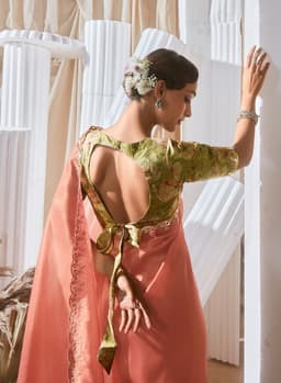 Peach Designer Saree for Wedding Wear