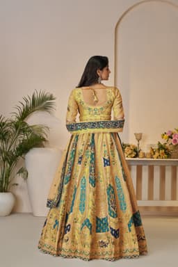 Yellow Banarasi Silk Bridal Haldi Lehenga