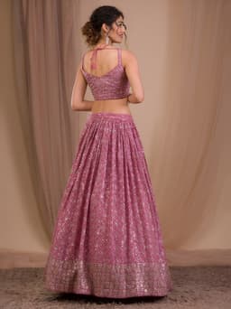 Dusty Rose Georgette Cocktail Designer Lehenga