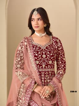 Wine Velvet Designer Anarkali