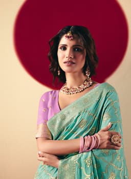 Sea Green Viscose Saree for Wedding & Festive Wear