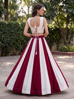 Maroon Ivory 6M Flare Lehenga with Mirror Work Blouse