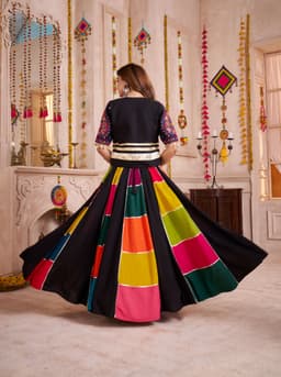 Multicolor Patch Panel Jacket Style Navratri Lehenga Choli