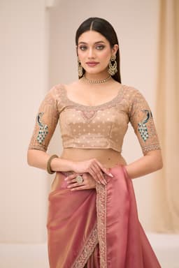 Pink Tissue Georgette Party Wear Saree