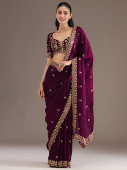 Royal Wine Tissue Silk Saree for Wedding & Reception