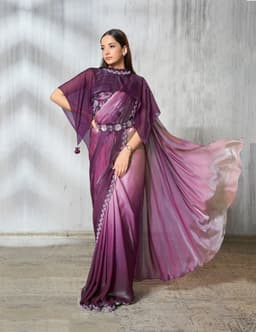 Wine Pink Ready to Wear Satin Silk Saree