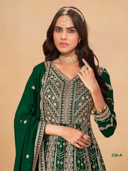 Green Designer Anarkali Gown