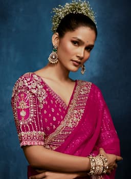 Luxury Rani Pink Fancy Saree with Readymade Blouse