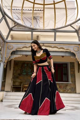 Black Ajrakh Print Lehenga for Navratri & Garba Night