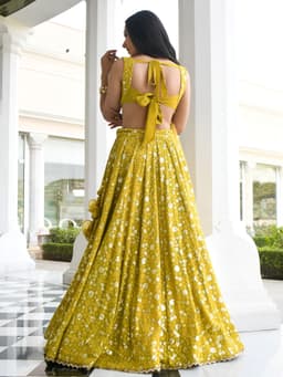 Mustard Yellow Georgette Haldi Designer Lehenga