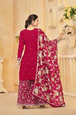 Rani Pink Roman Silk Palazzo Suit